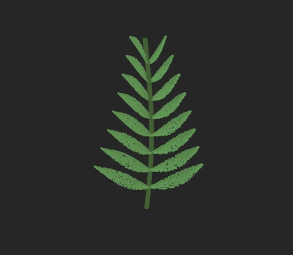 Green grain-rendered fern made with Grainform